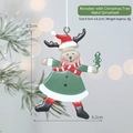 Christmas reindeer iron pendant in green coat with hat, 9.5cm x 6.2cm holiday decor - Deer with Tree