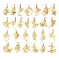 26 cursive gold alphabet charms set with heart details for DIY necklaces or bracelets - Set of 26 Letters