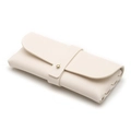 Estuche minimalista para gafas en cuero blanco crema con cierre de presión dorado - Estuche con hebilla blanco