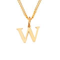 Collar de acero inoxidable dorado pulido con un colgante de la letra W mayúscula elegante - Letra W (Oro Rosa)