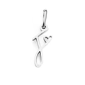 Polished silver stainless steel letter F pendant with small heart charm detail - Letter F / Steel