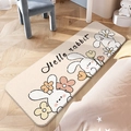 Cartoon white rabbit and flower plush rug on wood floor for kid bedroom - Three Parts Sweet