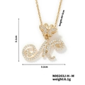 Golden necklace with letter M and butterfly pendant inlaid with clear zircons - Butterfly Letter M Pendant Style (N00203J-H--M)