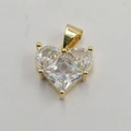 Golden heart pendant necklace featuring sparkling clear zircon in a classic four-prong setting - Heart White Zircon XW0004 Gold Pendant
