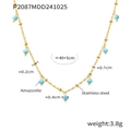Amazonite bead 18K gold plated stainless steel necklace with light blue stones - Light Blue Amazonite Necklace (P2087)