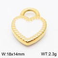 Golden heart pendant with white enamel inlay and top loop for DIY jewelry, 18x14mm size - White Heart with Gold Border Pendant (KLJ8374-Z)