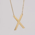 Collier minimaliste en acier inoxydable plaqué or 18K avec pendentif lettre X majuscule - Lettre X / Or