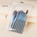 8pcs portable makeup brush set in blue frosted finish with grey fiber bristles in PVC bag - 8-Piece Set / Haze Blue [PE Bag]