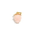 Pink enamel strawberry pendant with tiny white pearls and 18K gold plated leaf finish - Pearl Strawberry-Light Pink