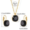 Detailed size specifications for gold stainless steel jewelry set with square zircon - Black