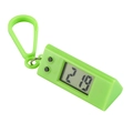 Portable green digital student pocket watch with triangle design and metal carabiner hook - Rectangular Hanging Watch / Green