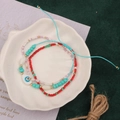 Handmade colorful bead bracelet set with evil eye charm and adjustable woven cord - Style 51-3pcs Red Pink Eye