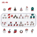 Christmas nail art charms kit with Santa Claus, snowmen and trees in 12-grid storage box - 12-Grid Christmas Nail Art Set AK06