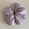 Elegant lavender satin flower scrunchie with a glossy finish and soft petal design - Flower / Taro Purple