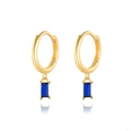 Modische Goldohrringe mit blauen rechteckigen Zirkonia-Anhängern für einen modernen Damenlook - Gold mit Blauem Zirkonia