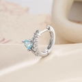 Zilveren hart oorbellen met zee blauwe zirkoon en kleine kristallen in een strak design - Zeeblauw Hart Stijl (A835-2#)