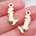 Golden alloy mermaid charm pendants for DIY jewelry making and necklace accessories - Mermaid Pendant 9x20.5mm