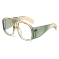 Oversized retro glasses frame with green and amber gradient translucent finish - Tea Green Gradient