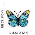 Detailed size view of blue butterfly embroidered patch with dimensions 5.9cm by 4.4cm - Blue Yellow Black Butterfly (C19HD-09-30)