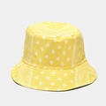 Bright yellow reversible bucket hat featuring white paisley tie-dye pattern for outdoor wear - M (56-58cm) / Yellow (9# Yellow)