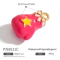 Pink boxing glove pendant with yellow stars and bow for Christmas DIY crafts - Rose Red Glove (PJ92611C)