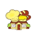 Spilla smaltata cartone animato panetteria con cappello da cuoco e pane - Panetteria