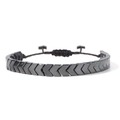Adjustable hematite arrow bead bracelet with black woven cord in a geometric street style - Single Piece / Gunmetal