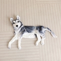 Realistic husky plush toy shell with soft grey and white fur in a flat lying position - Grey White (Husky Skin) / 57cm Skin Unstuffed No Zipper