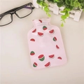 Mini pink hot water bottle with cute watermelon print and secure screw-top lid - Watermelon