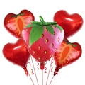 5-piece strawberry foil balloon set for summer fruit themed birthday party decorations - Strawberry & Heart / Five-Piece Set