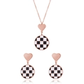 Set di gioielli di lusso in oro rosa con collana a scacchi e orecchini a cuore - Oro rosa