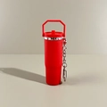 Mini red tumbler keychain accessory with metal clasp for lipstick and backpack - New Portable Red