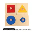 Set of four wooden Montessori geometric insets with colorful shapes and knobs for kids - Geometric Inset Panels (Set of 4)