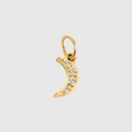 Golden crescent moon pendant accessory with four sparkling zircon diamonds for DIY jewelry - Moon(ZP39306) / Gold