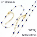 Schmuckset aus goldenem Titanstahl mit facettierten blauen Perlen, Kette und Armband - Armband / Blauer Stil (Stil 2)