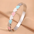 【155】silver Oil-drip Heart Bangle