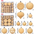 Beige flocked Christmas ball set including 44 pieces of assorted shapes and sizes - Beige