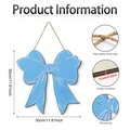 Blue bow wooden hanging sign 30cm wall decor for girls room with sturdy jute rope - Blue Bowknot Style (Y26Y90079_Q)