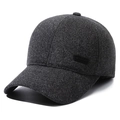 Gorra de béisbol de invierno para hombre en tweed gris carbón con emblema SPORT - Ajustable / Gris