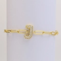 Golden paperclip chain bracelet with a sparkling crystal-encrusted letter J charm - Letter J