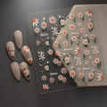 Détail d'autocollants 5D gaufrés marguerites et abeilles avec effet de texture 3D - Style Marguerite Abeille (FEB-902)