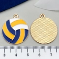 Pendentif de volley-ball émaillé pour porte-clés DIY avec mesure sur règle - Volleyball Bleu (21717)
