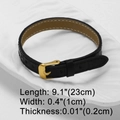 Black crocodile leather watch strap bracelet with gold buckle and dimension details - Black Crocodile Leather Band