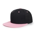 Hip-Hop-Baseballkappe mit flachem Schirm, schwarzer Krone und pinkem Visier - Schwarz & Rosa