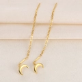 Elegante goldene S925 Silber Stern und Mond Quasten-Ohrringe mit langer Kettenform - 925er Silber / Goldener Mond Durchzieher