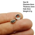 Macro shot of 8mm hollow silver spacer bead showing 4mm hole diameter for DIY jewelry - 26# (Dia 8mm Thick 3mm)