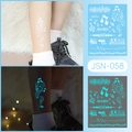 Luminous music notes tattoo sticker JSN-058 with glowing blue fluorescent effect - JSN-058 (Luminous Music Notes)