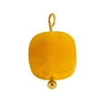 Yellow square resin bead with golden metal pin and baroque style natural texture - Yellow Square Amber Resin
