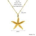 Detailed product specs for the 18k gold plated starfish pendant necklace with measurements - Starfish Necklace (ZN1682G) / Gold