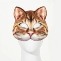Realistische orangefarbene Katzenmaske mit 3D-Ohren für Halloween und Faschingspartys - Einheitsgröße / Orangene Katze